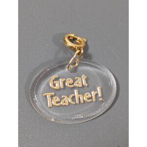 Vintage Hallmark Great Teacher Clear Acrylic Gold Tone Charm‎